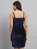 Shoulder Strap Sleeveless Bodycon Party Dress Navy Blue