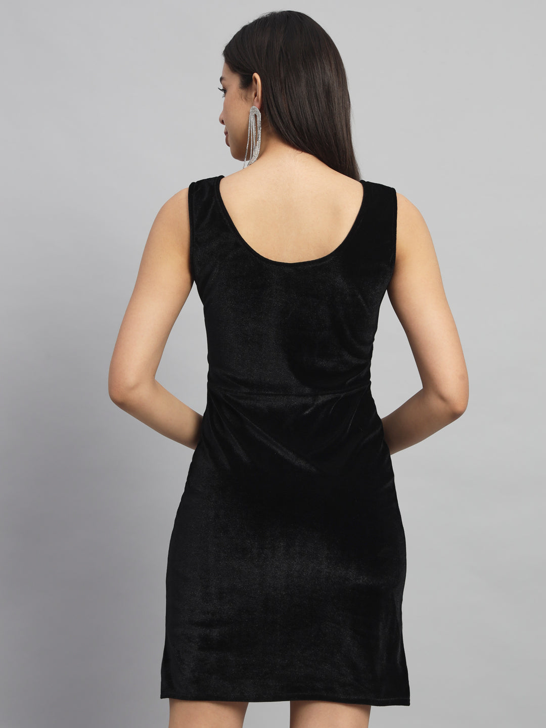V-Neck Velvet Bodycon Mini Dress