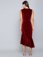 A-Line Ruffle Bottom Sleeveless Party Dress Sporty Maroon