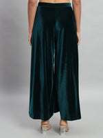 Wide Bottoms Stylish Palazzo Pants Party Trousers Rama Green