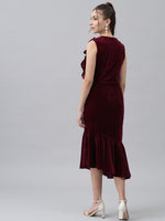 A-Line Ruffle Bottom Sleeveless Party Dress Wine