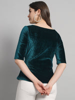 Velvet Tie-Up Peplum Top for Women