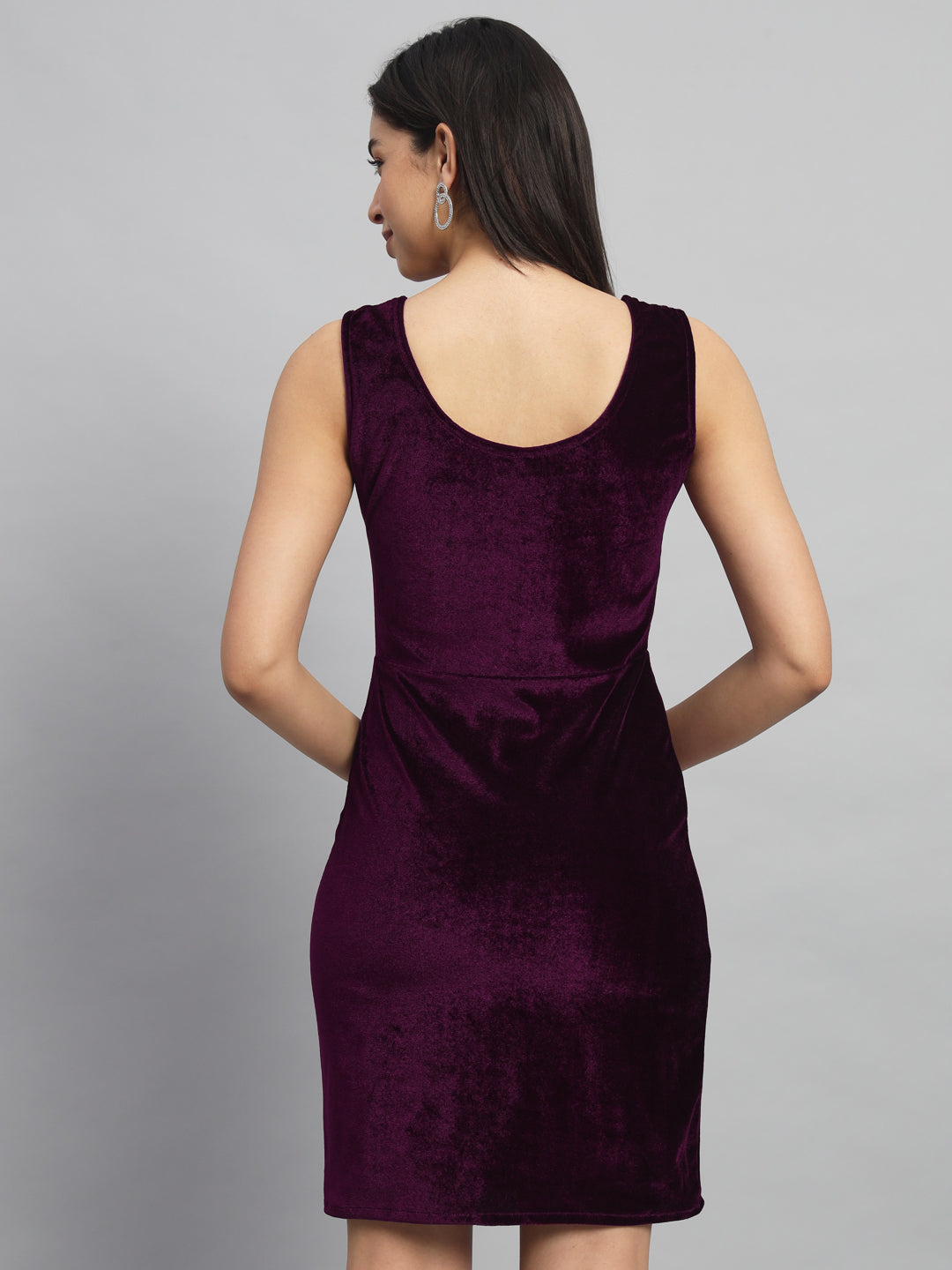 Sleeveless Velvet Bodycon Party Dress Wine