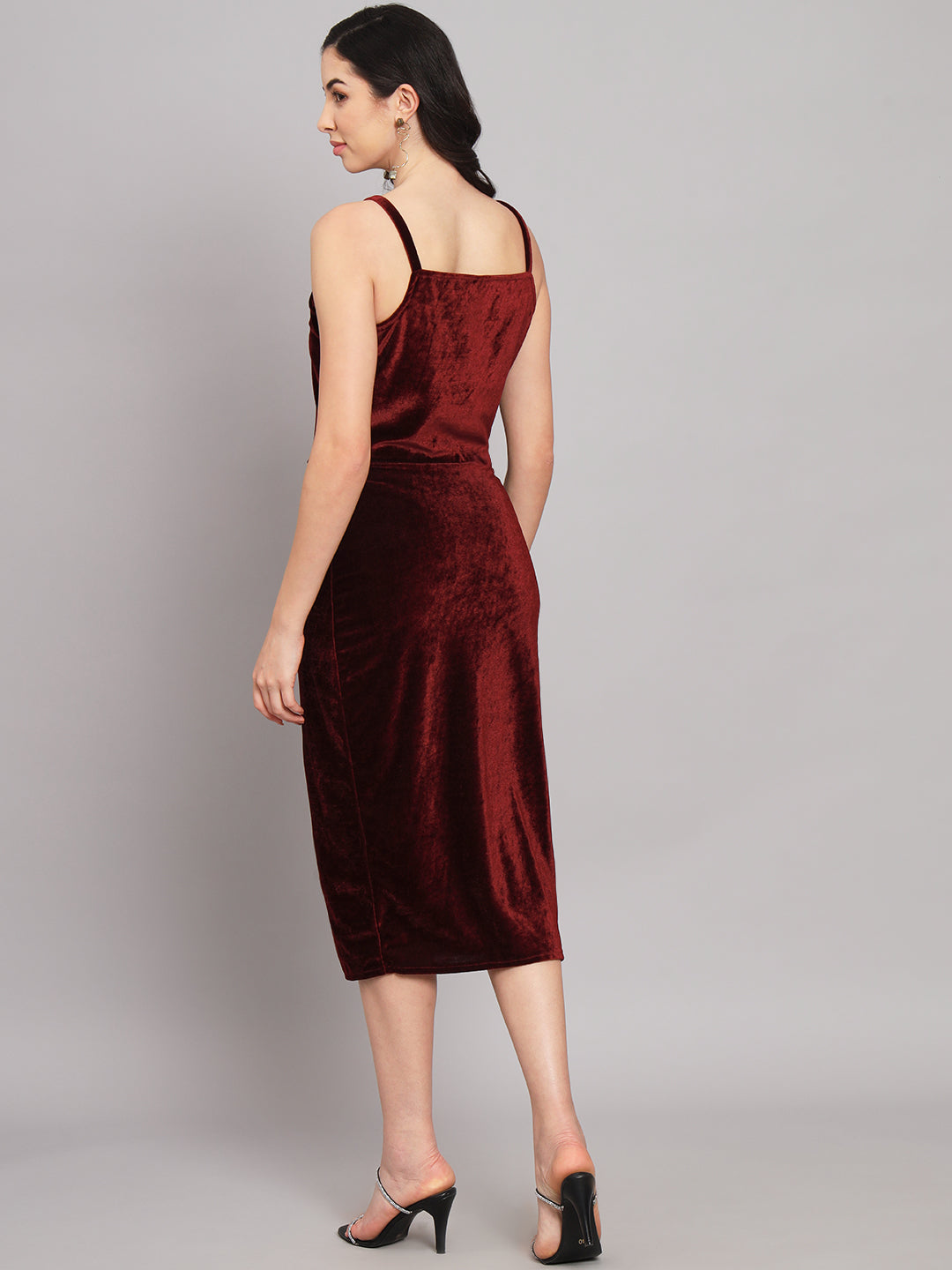 Flattering Cut Sleeveless Bodycon Party Dress Sporty Maroon