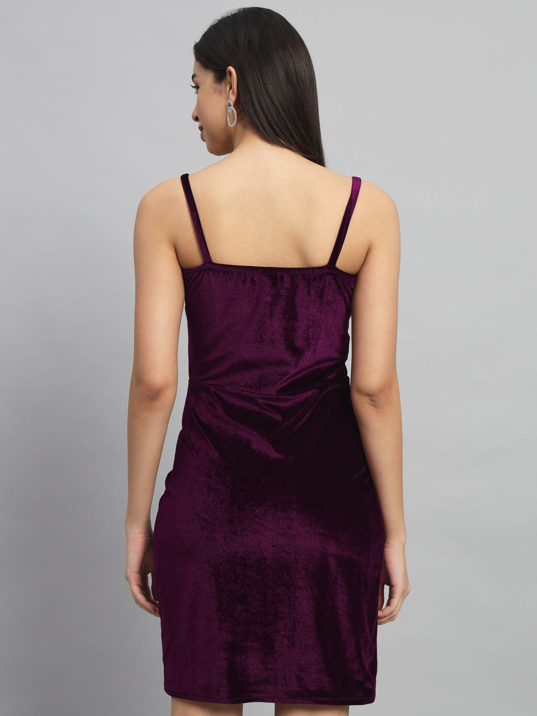 Shoulder Strap Sleeveless Bodycon Party Dress Wine