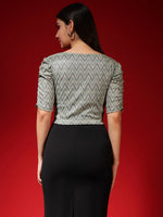 Metallic Shimmer Ruched Sleeve Top