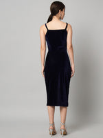 Flattering Cut Sleeveless Bodycon Party Dress Navy Blue