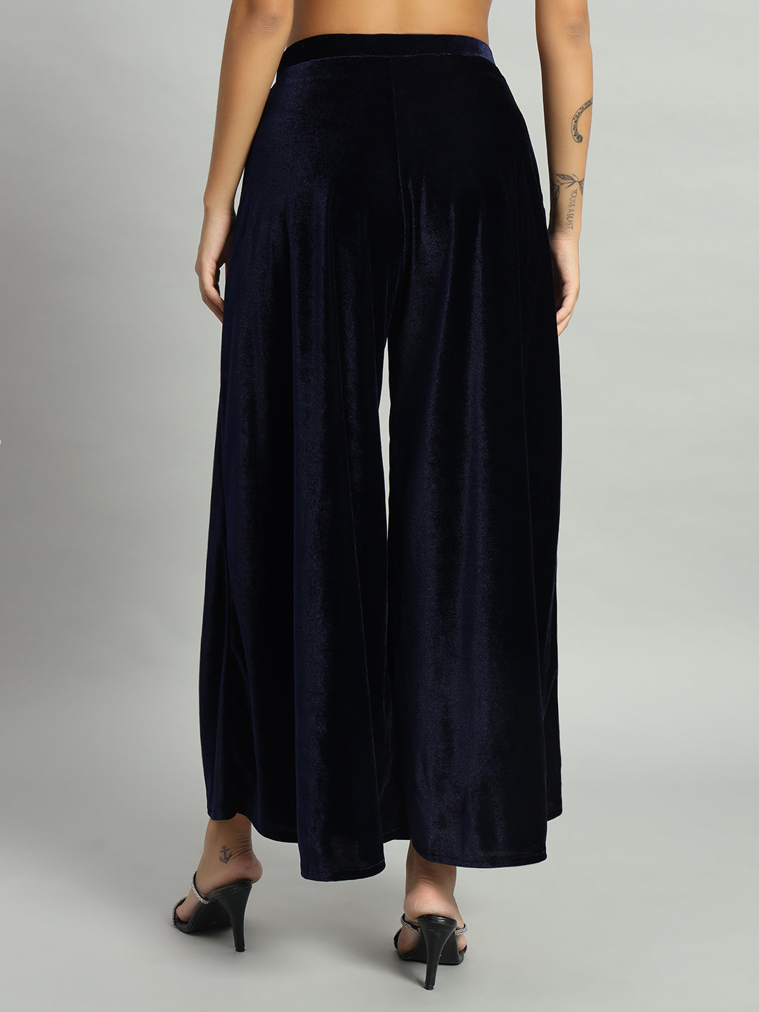 Wide Bottoms Stylish Palazzo Pants Party Trousers Peacock Blue