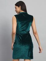 Mandarin Neck Sleeveless Bodycon Party Dress Rama Green