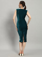 Deep V-Neck Sleeveless Bodycon Party Dress Rama Green