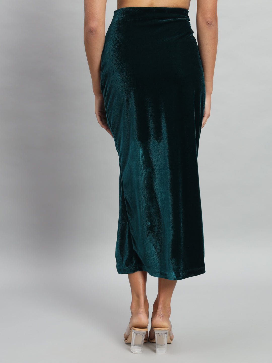 Ankle Length Long Ruched Party Skirt Rama Green