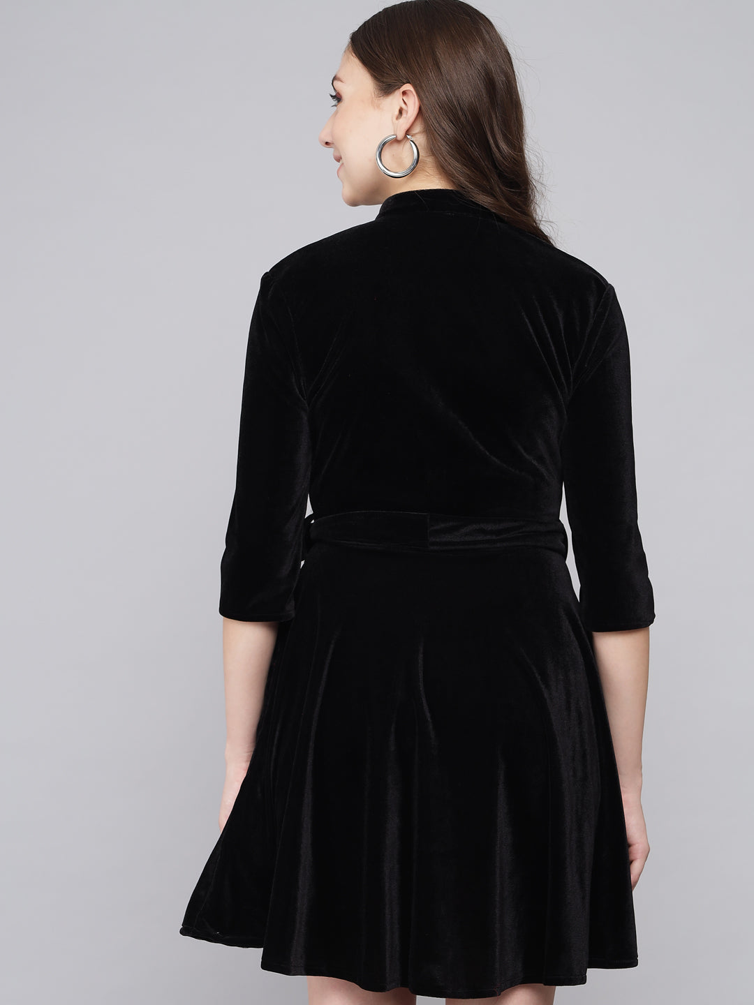 Tie-Ups Velvet Fit & Flare Dress