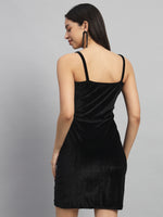 Shoulder Strap Sleeveless Bodycon Party Dress Black