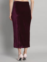 Ankle Length Long Ruched Party Skirt Wine