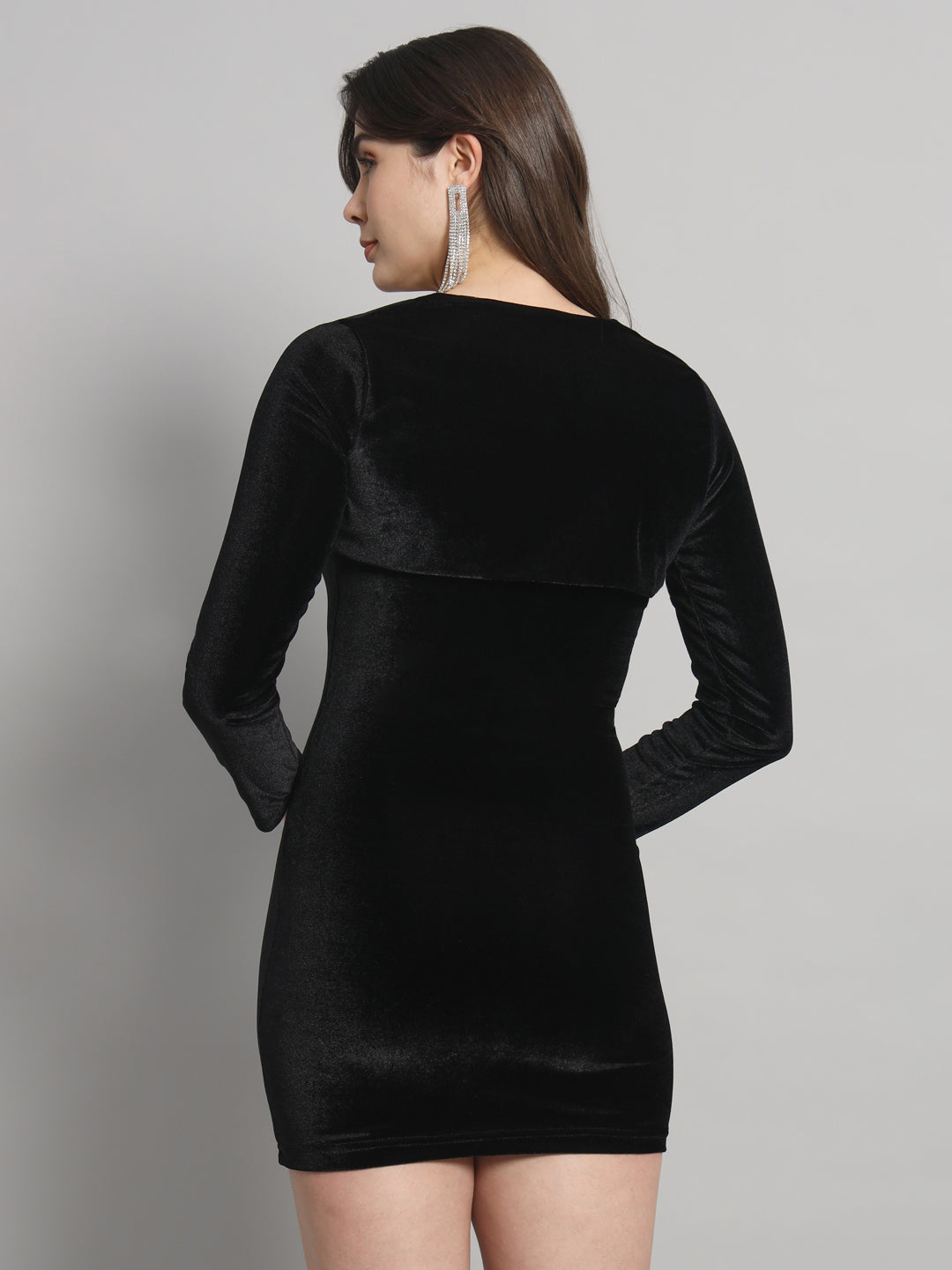 One Shoulder Bodycon Party Dress with Cardigan Black