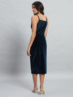 Flattering Cut Sleeveless Bodycon Party Dress Peacock Blue