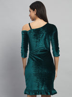 One Shoulder Bodycon Half sleeves Party Dress Rama Green