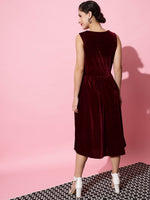 V-Neck Velvet Fit & Flare Midi Dress