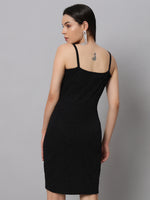 Shiny Lycra Sleeveless Bodycon Party Black Dress