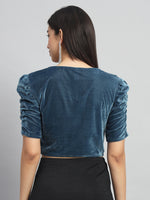 Sweetheart Neck Stretchable Velvet Readymade Saree Blouse