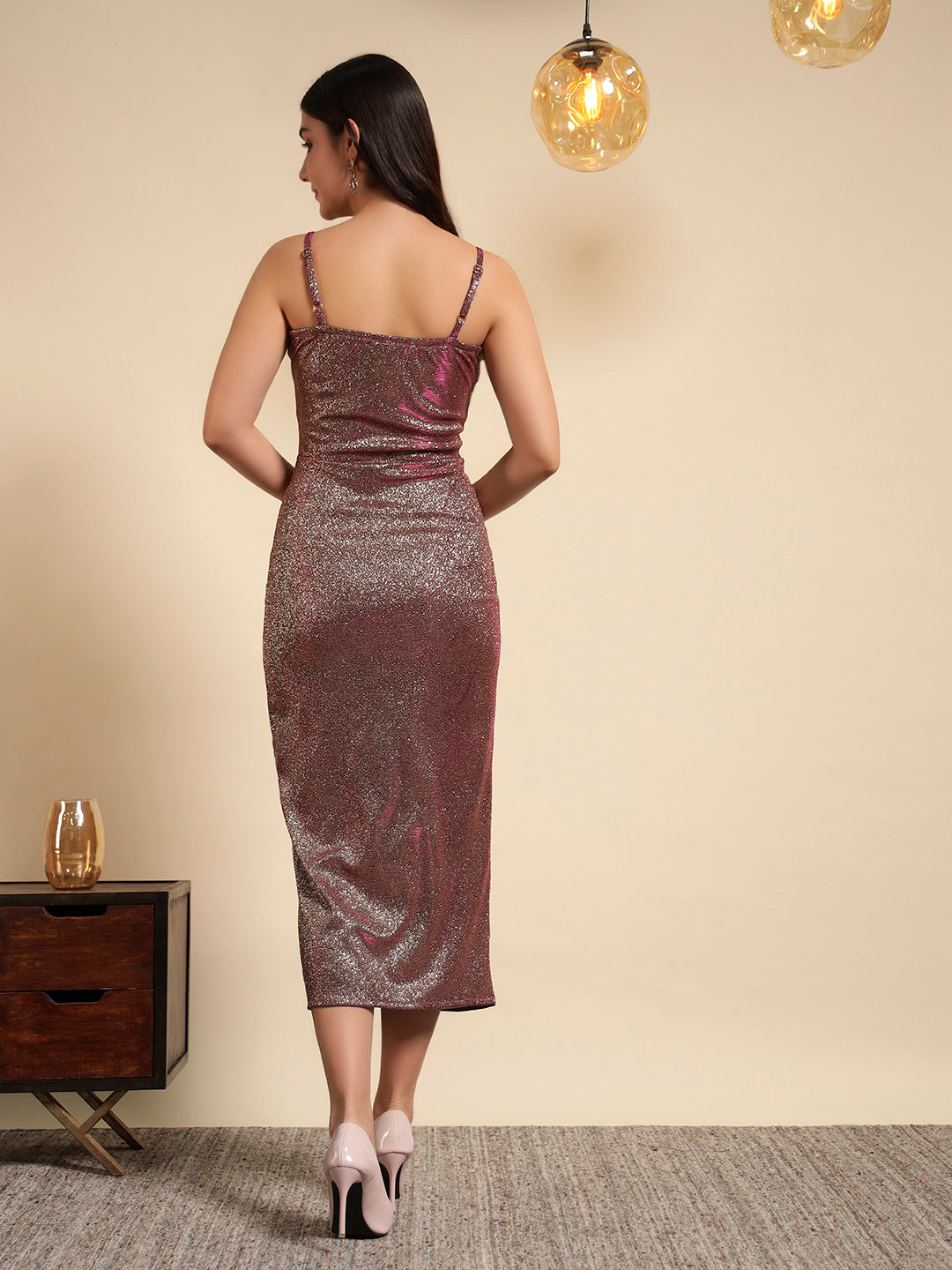 Sparkle Plum Glitter Bodycon Dress