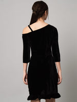 One Shoulder Bodycon Half sleeves Party Dress Black