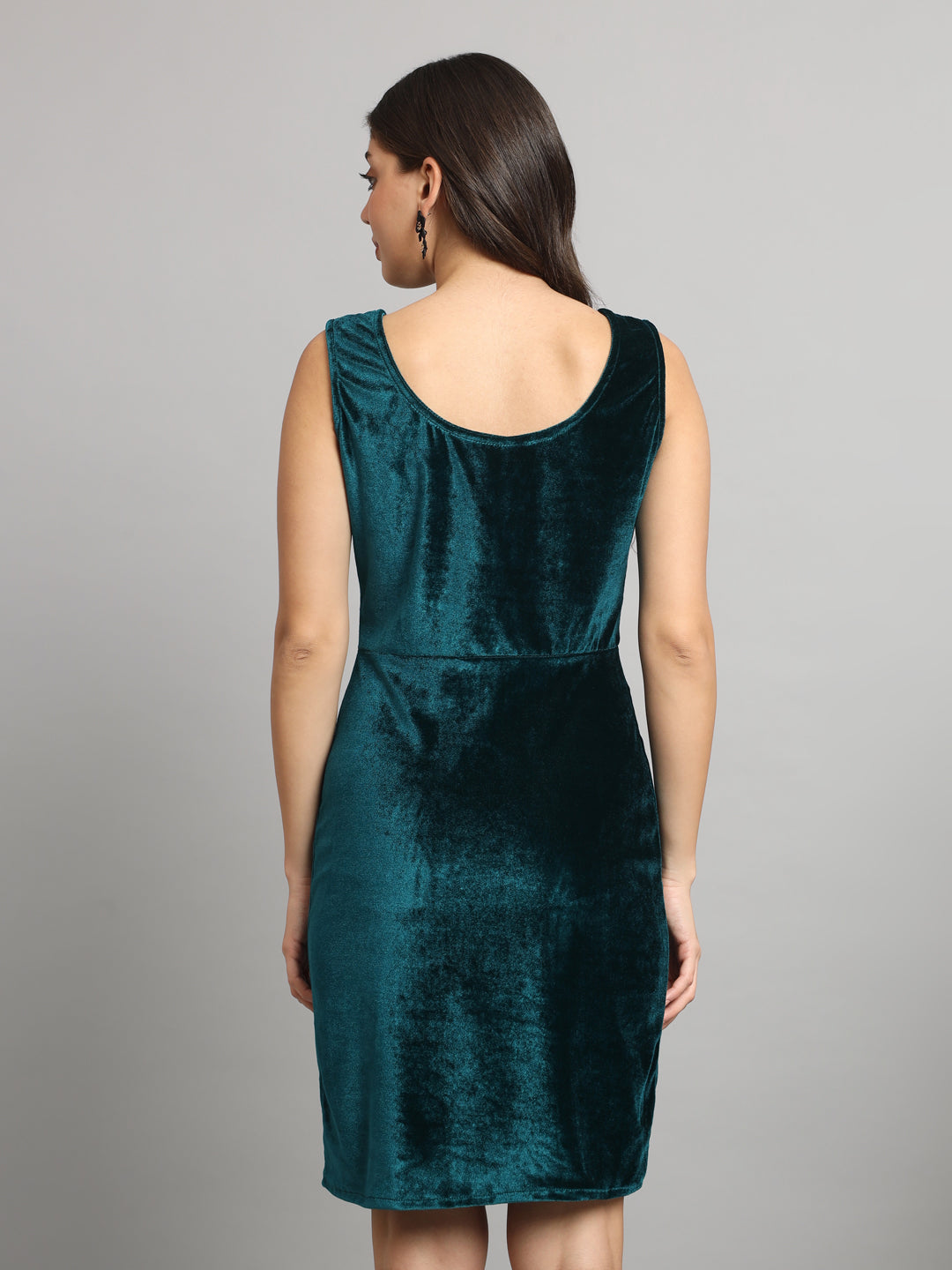 Sleeveless Velvet Bodycon Party Dress Rama Green