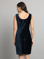 Sleeveless Velvet Bodycon Party Dress Peacock Blue