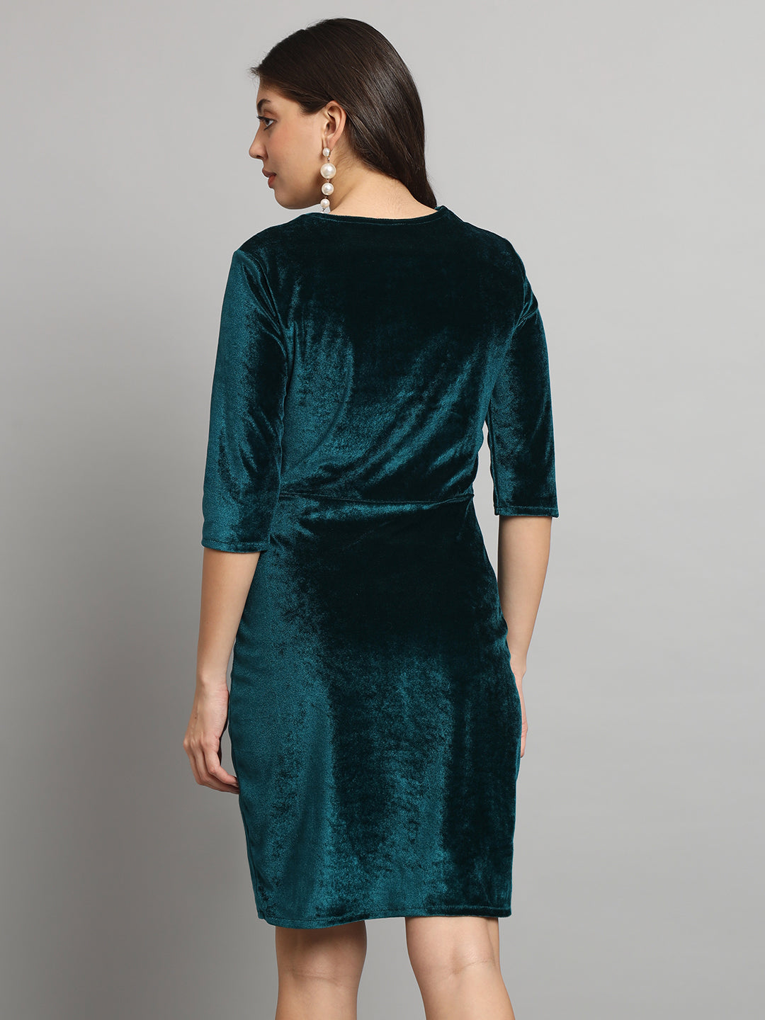 One Piece Bodycon Velvet Party Dress Rama Green