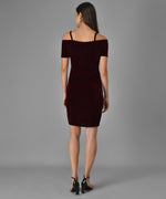 Short Sleeves Off-Shoulder Bodycon Party Women Maroon