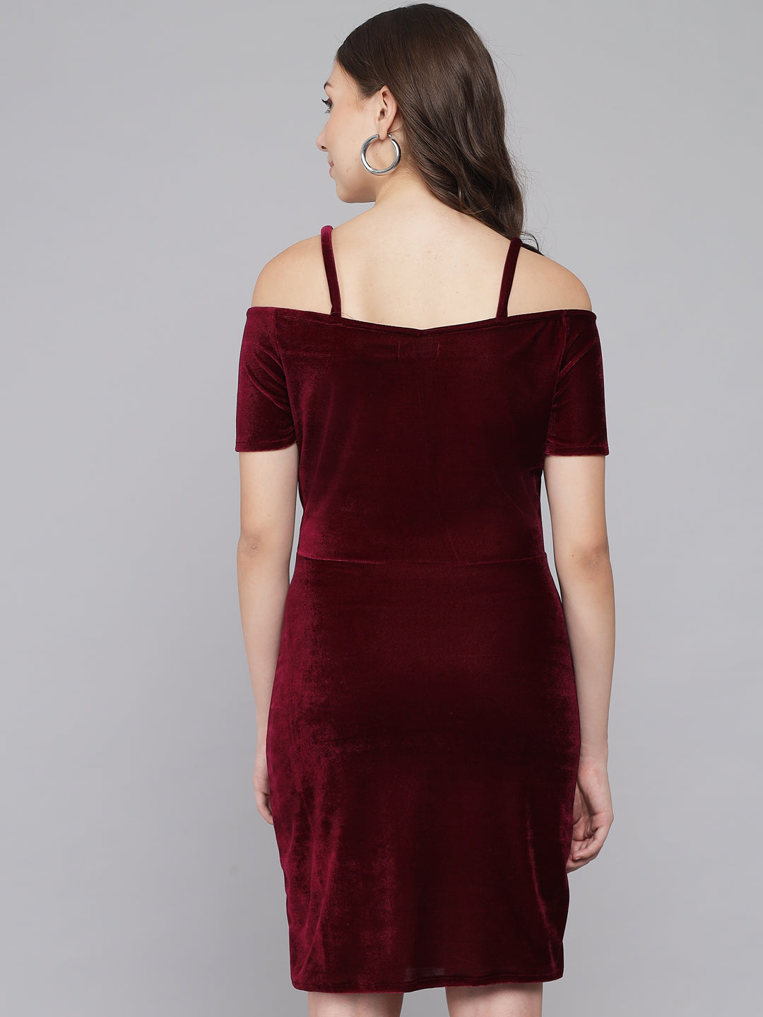 Short Sleeves Off-Shoulder Bodycon Party Women Wine