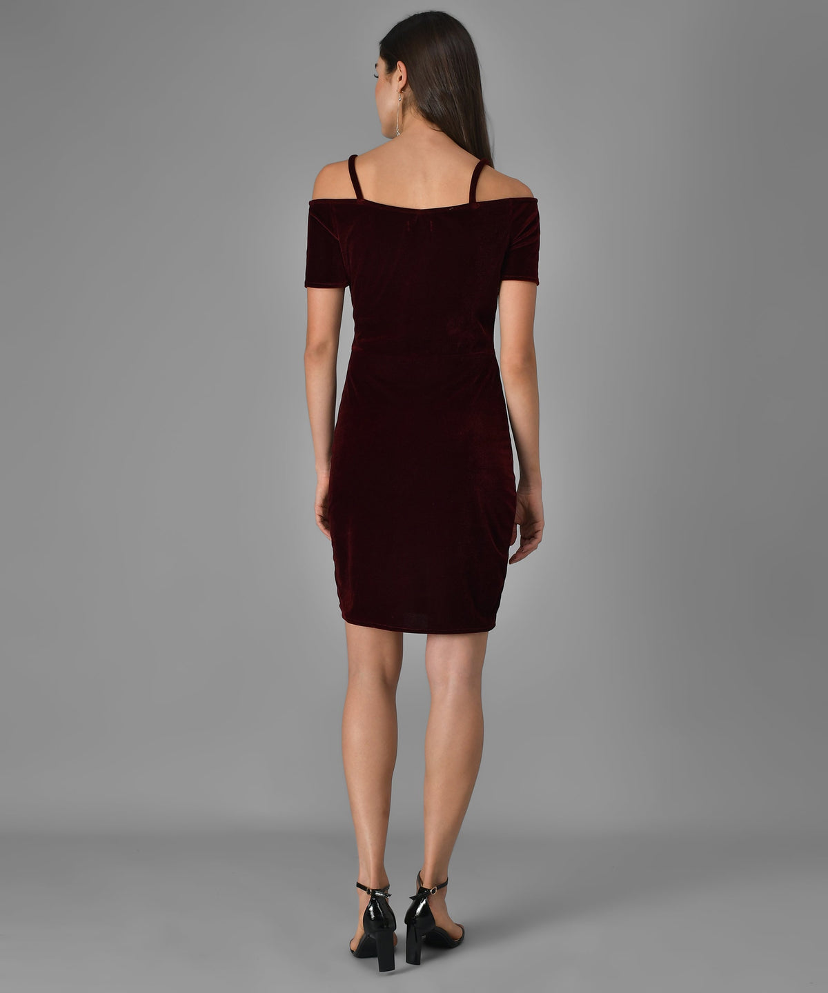 Short Sleeves Off-Shoulder Bodycon Party Women Sporty Maroon