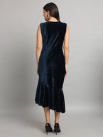 A-Line Ruffle Bottom Sleeveless Party Dress Peacock Blue