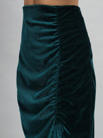 Ankle Length Long Ruched Party Skirt Maroon