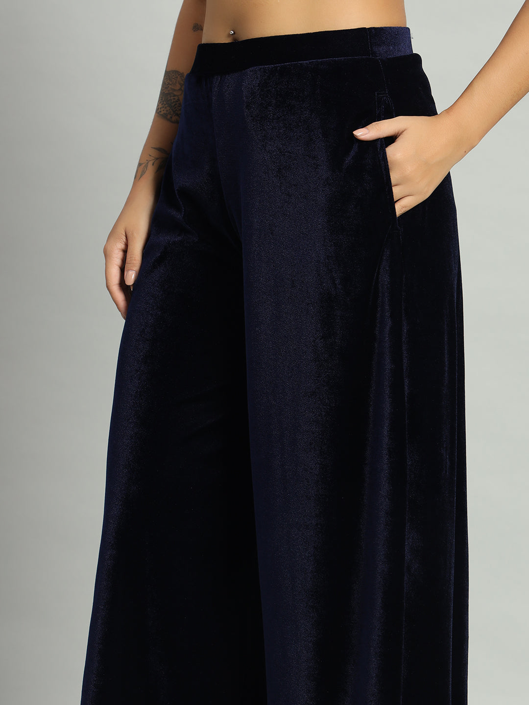 Women Velvet Wide Leg Palazzos