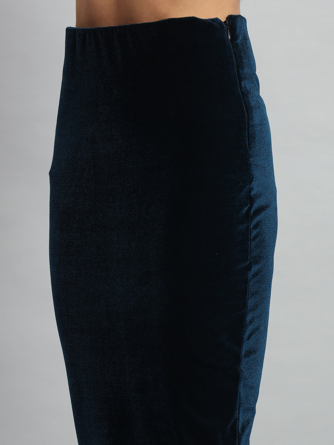 Back Slit nee Length Skirt for Women Peacock Blue