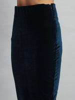 Back Slit nee Length Skirt for Women Peacock Blue