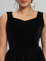 Waistline Ruffle Sleeveless Party Top Black