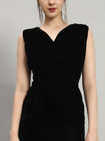 Deep V-Neck Sleeveless Bodycon Party Dress Black