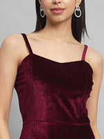 Shoulder Strap Sleeveless Bodycon Party Dress Sporty Maroon