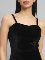 Shoulder Strap Sleeveless Bodycon Party Dress Black