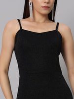 Shiny Lycra Sleeveless Bodycon Party Black Dress