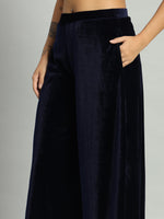 Wide Bottoms Stylish Palazzo Pants Party Trousers Peacock Blue