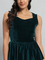 Waistline Ruffle Sleeveless Party Top Rama Green