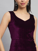 Sleeveless Velvet Bodycon Party Dress Wine