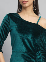 One Shoulder Bodycon Half sleeves Party Dress Rama Green