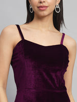 Shoulder Strap Sleeveless Bodycon Party Dress Maroon