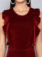 A-Line Ruffle Bottom Sleeveless Party Dress Sporty Maroon