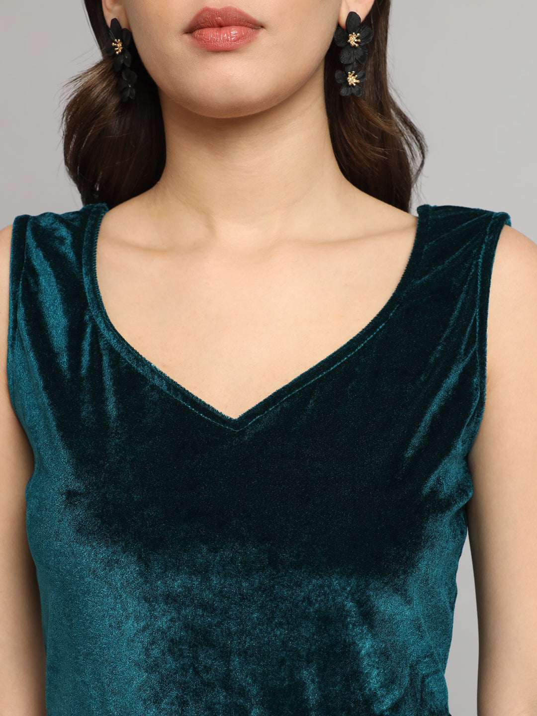 Sleeveless Velvet Bodycon Party Dress Rama Green