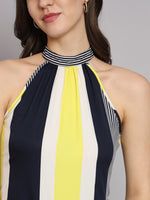 Crepe Yellow Stripes Sleeveless Top